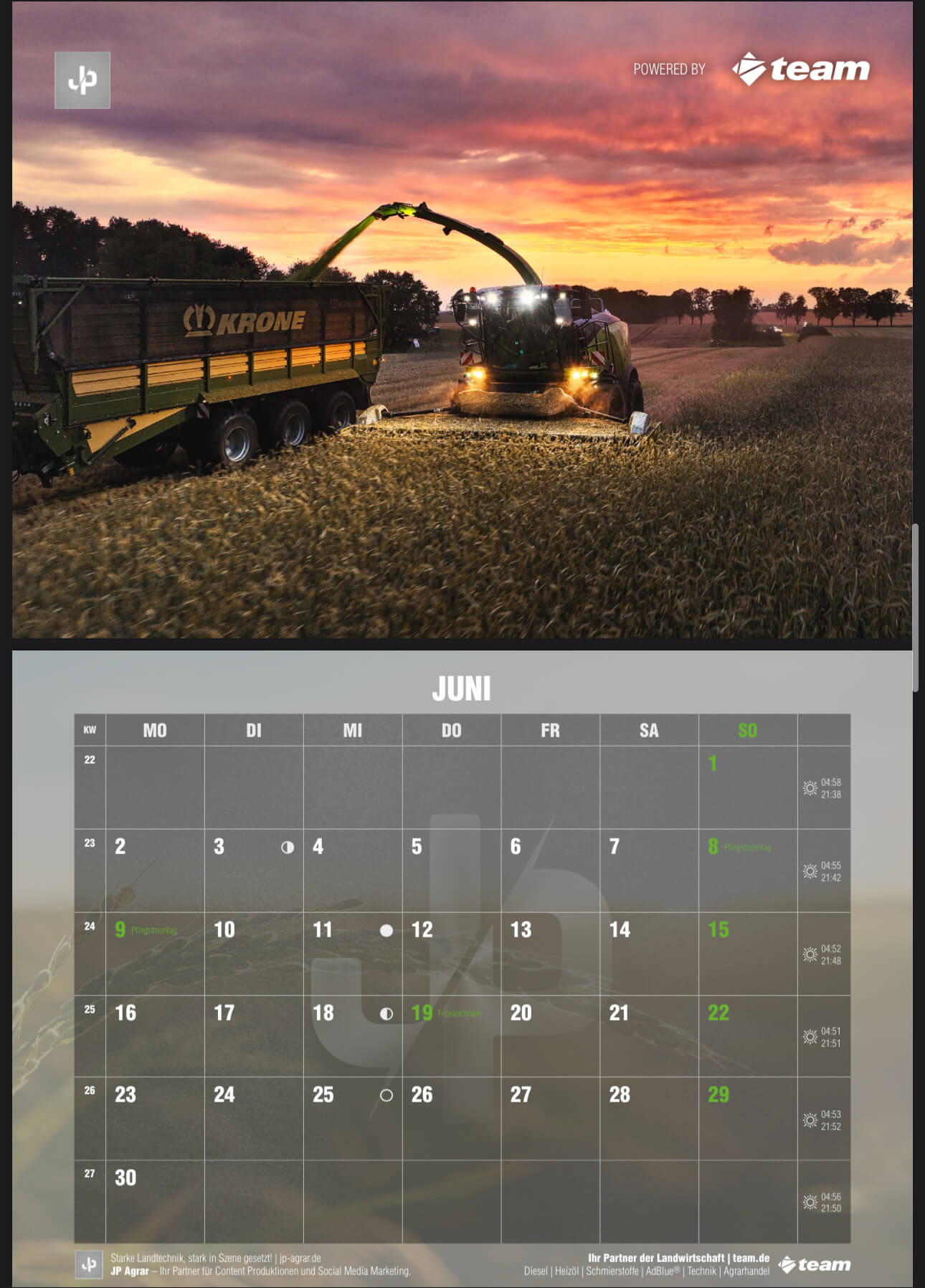 Landtechnik Kalender 2025 JP Agrar - Vorbestellung