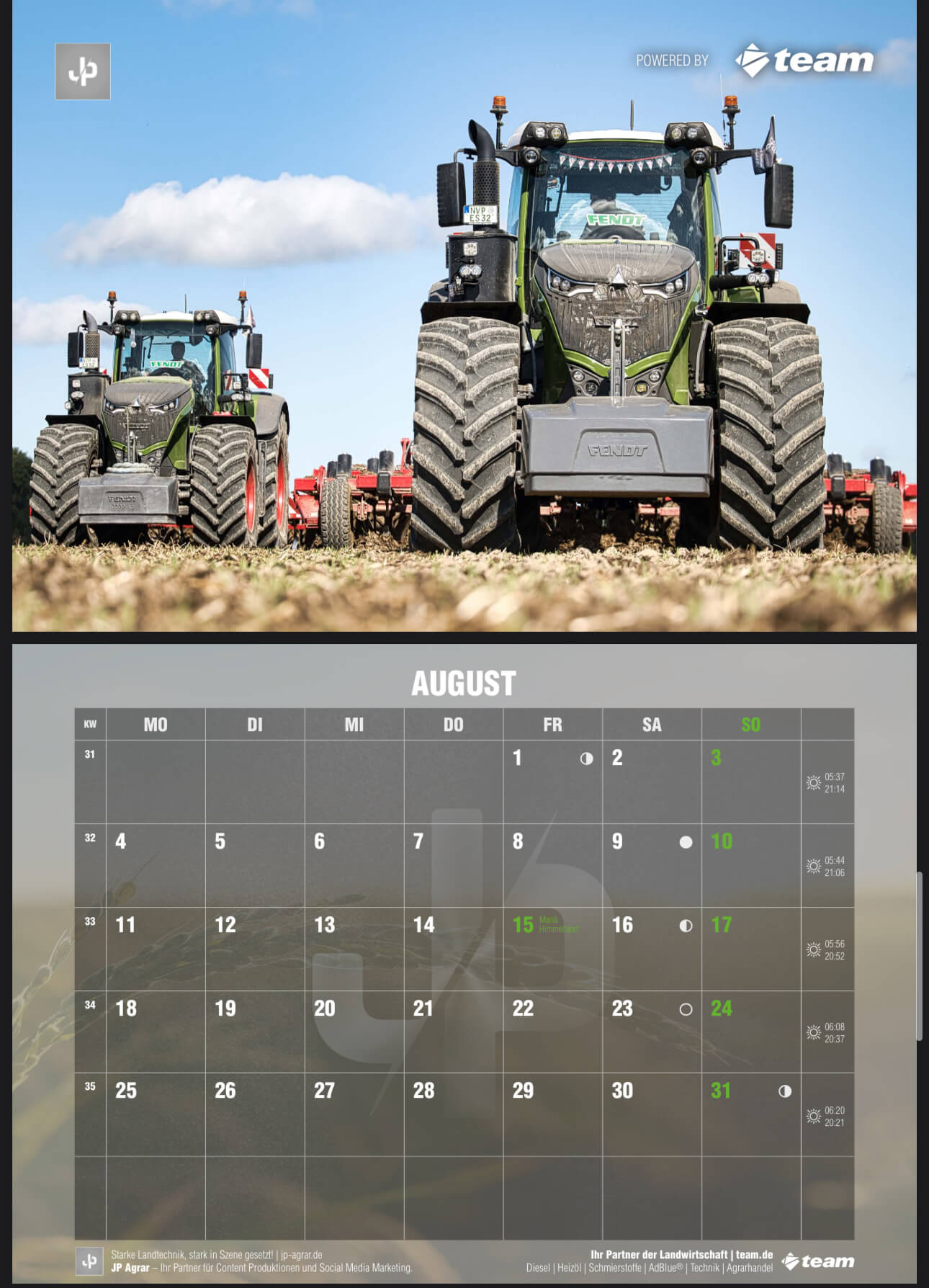 Landtechnik Kalender 2025 JP Agrar - Vorbestellung